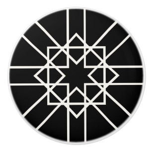 Svart och vit kvadrat stjärnor, geometrisk knopp