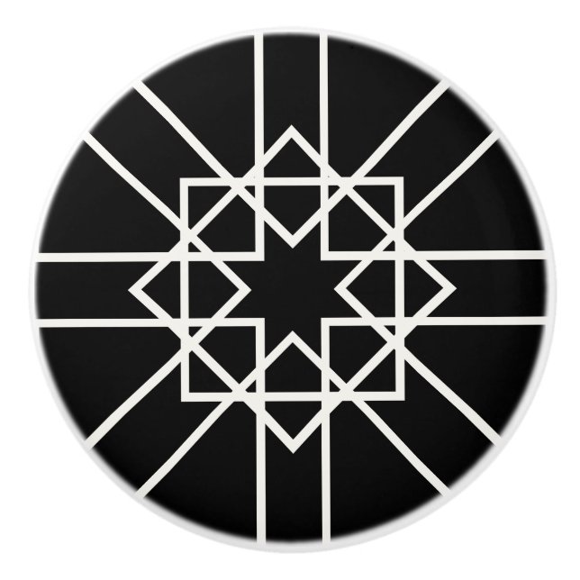 Svart och vit kvadrat stjärnor, geometrisk knopp (Framsidan)