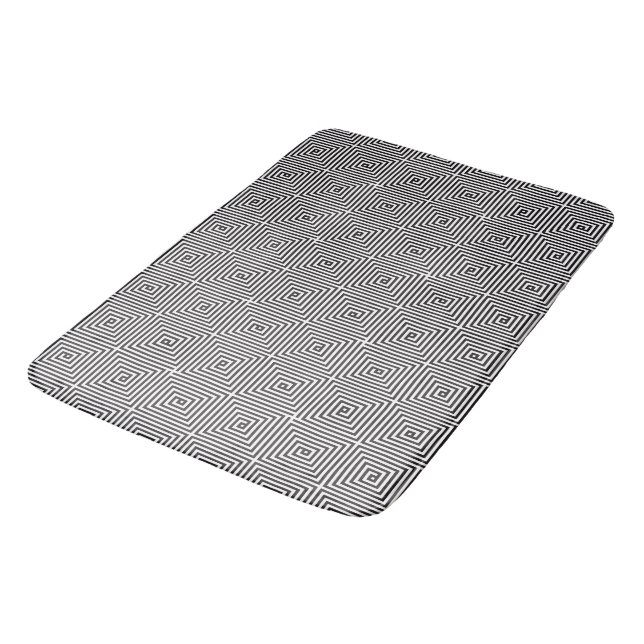 Svart och vit kvadratisk, sömlös geometrisk mönste badrumsmatta (Vinklad)