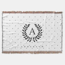 Svart och vit lagerkransmonogram prickmönster