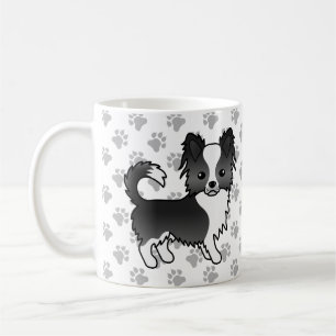 Svart Och Vit Lång Coat Chihuahua Hund & Tassar Kaffemugg