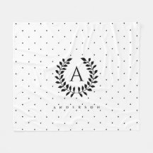 Svart och vit Laurbärmonogram prickmönster