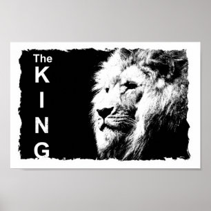 Svart och vit Lejon mall av typ Animaliskt Kung Poster