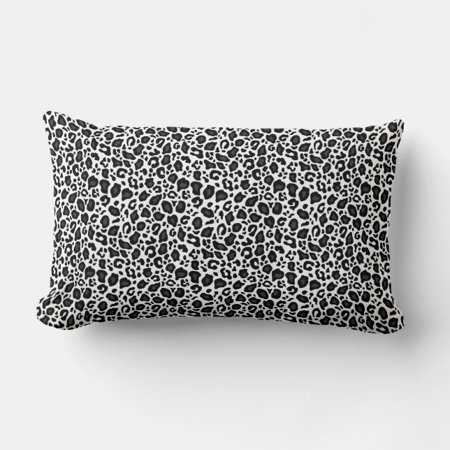 Svart och vit leopard gepard mönster lumbarkudde (Framsida)