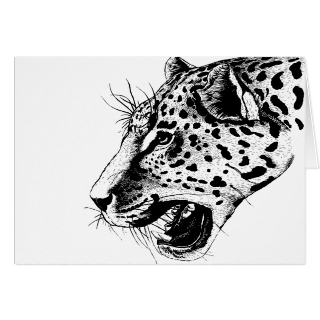 Svart Och Vit Leopard Hälsningskort (Framsidan Horizontal)