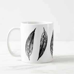 Svart och vit Lilja bladtryck Kaffemugg
