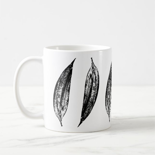 Svart och vit Lilja bladtryck Kaffemugg (Vänster)