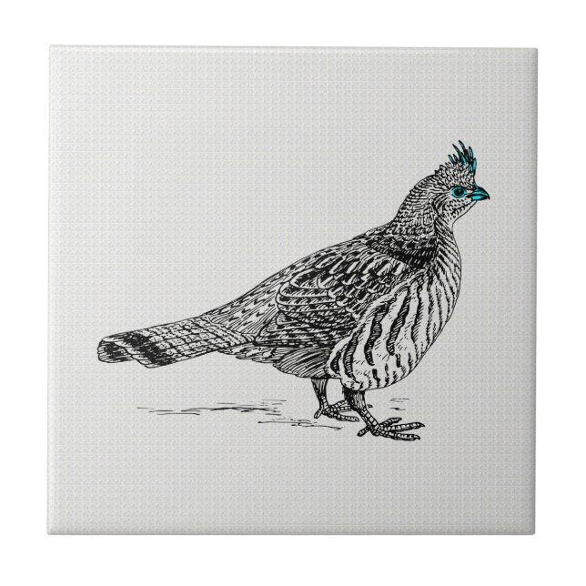 Svart och vit linje Teckning Vild Bird Kakelplatta (Framsidan)