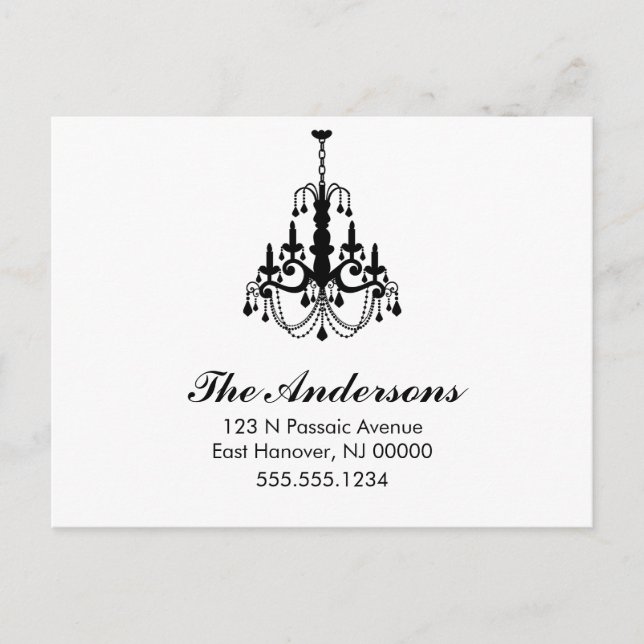 Svart och vit ljuskrona Flyttmeddelanden Meddelande Vykort (Framsida)