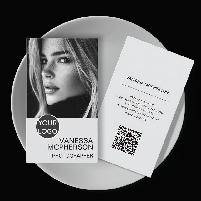 Svart och vit Logotyp - foto QR Visitkort (Skapare uppladdad)