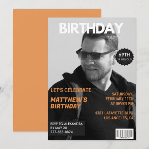 Svart och vit Magazine Editorial 69-årsdag Inbjudningar
