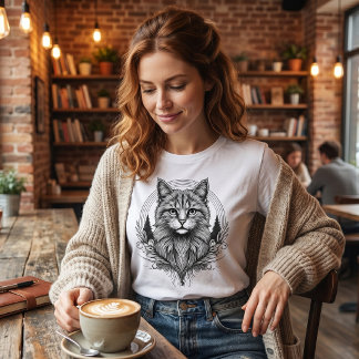 Svart och Vit Majestätisk Maine Coon Katt T Shirt