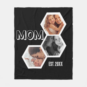 Svart och vit mamma grundade hexagon 3 foto fleecefilt