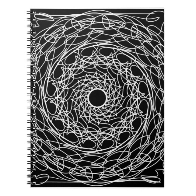 Svart och vit mandala-design anteckningsbok (Framsidan)