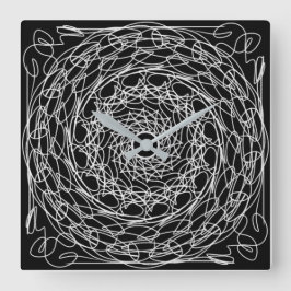 Svart och vit mandala-design fyrkantig klocka