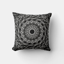 Svart och vit mandala-design kudde