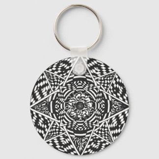Svart och vit mandala-design nyckelring