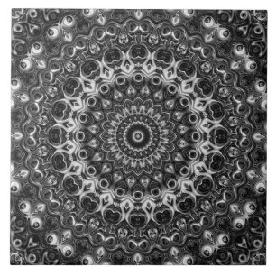Svart och vit mandala geometrisk design kakelplatta