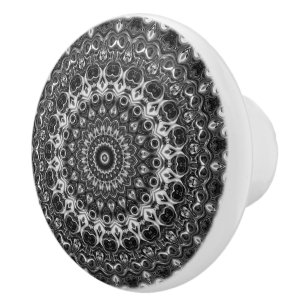 Svart och Vit Mandala Geometrisk Design Knopp