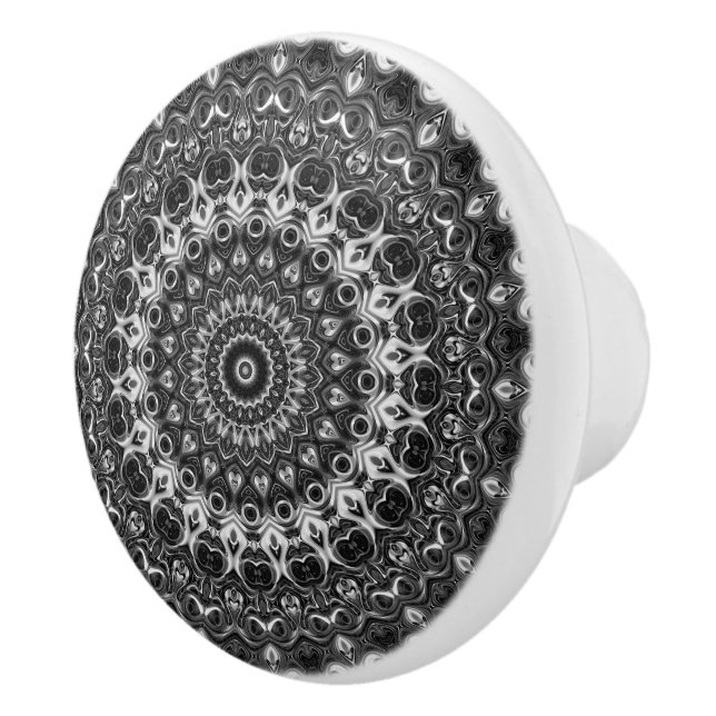 Svart och Vit Mandala Geometrisk Design Knopp (Höger)