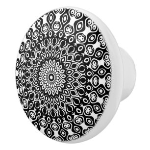 Svart och Vit Mandala Mönster Knopp