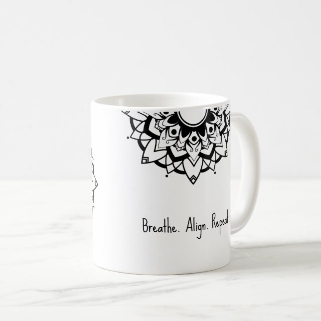 Svart och vit Mandala-mugg Kaffemugg (Framsida höger)