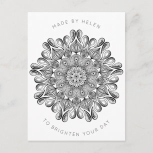 Svart och vit mandala trippig psykedelisk hippie vykort