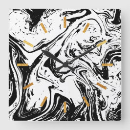 Svart och vit marble Stil-kölsklocka Fyrkantig Klocka