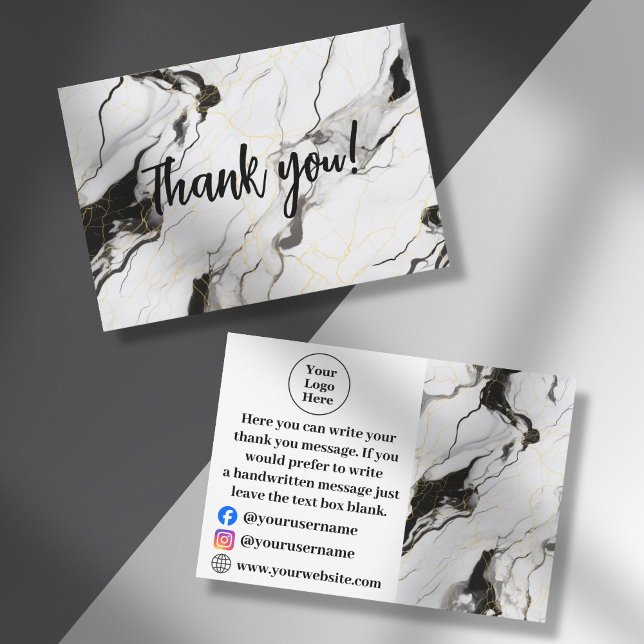 Svart och vit marmor - tack kort (Skapare uppladdad)