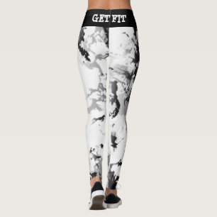 Svart och vit marmordesign - Anpassa Leggings