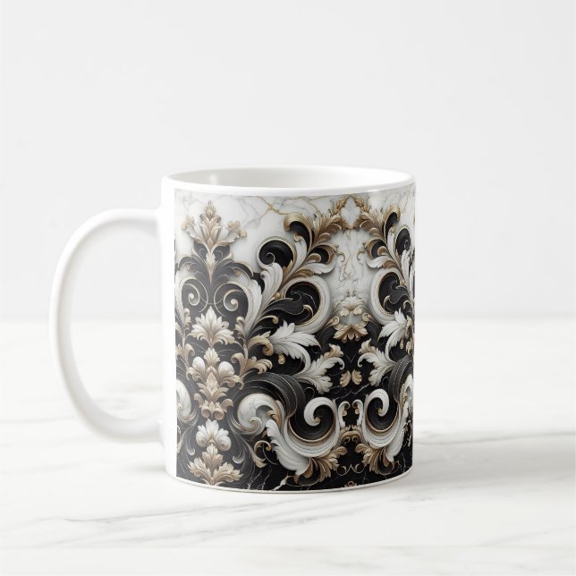 Svart och vit marmordesign kaffemugg (Vänster)