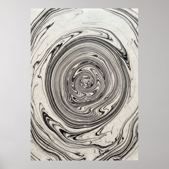 Svart och vit marmorvirvel Vortex Art Poster (Framsidan)