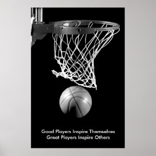 Svart och vit med inspirationskvoten Basketball Poster