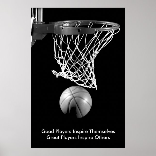 Svart och vit med inspirationskvoten Basketball Poster (Framsidan)