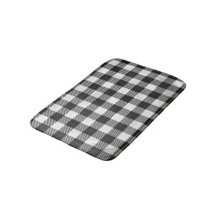 Svart och vit med schackbräde badrumsmatta