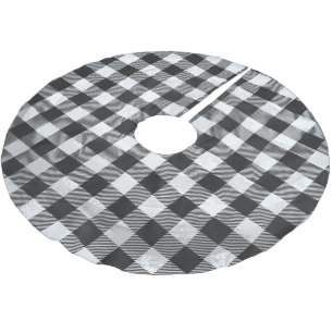 Svart och vit med schackbräde julgransmatta borstad polyester