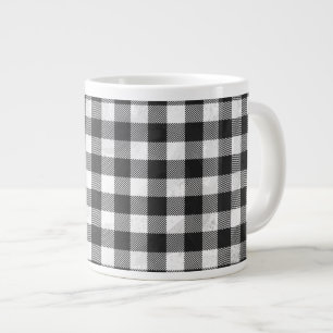 Svart och vit med schackbräde jumbo mugg