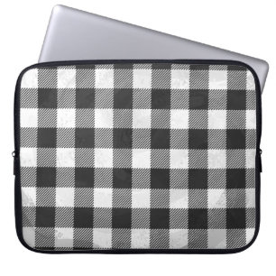 Svart och vit med schackbräde laptop sleeve