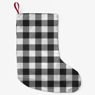 Svart och vit med schackbräde liten julstrumpa