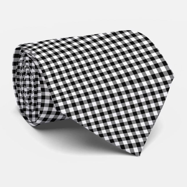 Svart och vit medelstor Storlek Gingham Checks Slips (Rullad)