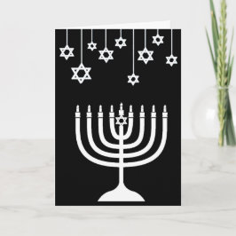 Svart och vit Menorah Glad Hanukkah Kort