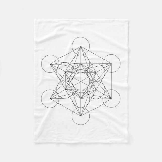 Svart och Vit Metatrons Kub Fleecefilt (Framsidan)