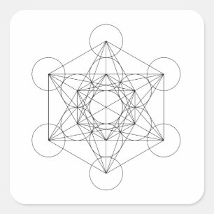 Svart och Vit Metatrons Kub Fyrkantigt Klistermärke
