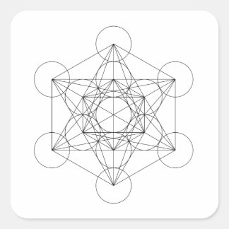 Svart och Vit Metatrons Kub Fyrkantigt Klistermärke