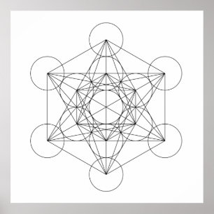 Svart och Vit Metatrons Kub Poster