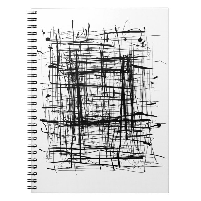 Svart och vit minimal Abstrakt Art Anteckningsbok (Framsidan)