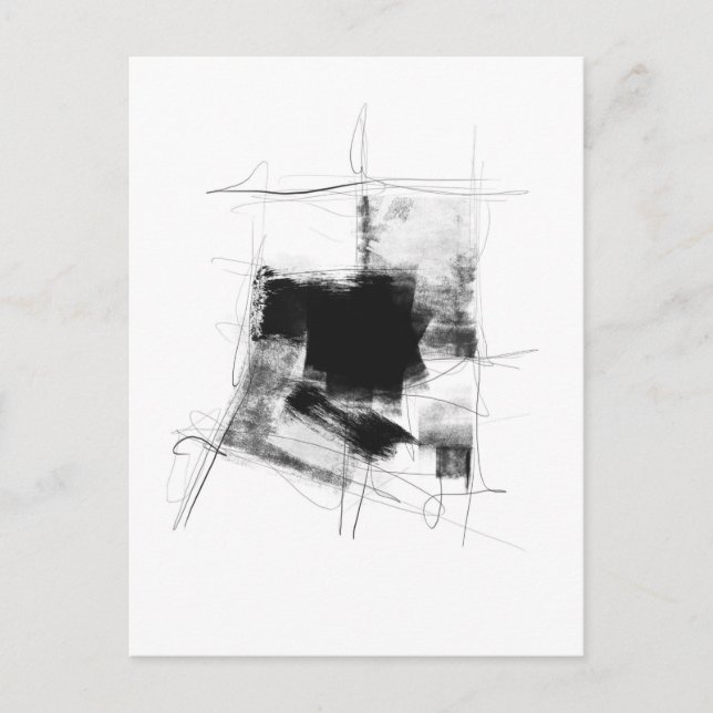 Svart och vit minimal Abstrakt Art Vykort (Framsida)
