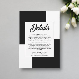Svart och vit minimal Chic enkel modern Bröllop Tilläggskort
