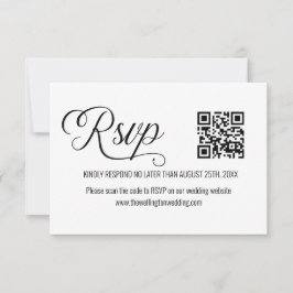 Svart och vit minimal wedding QR-kod RSVP OSA Kort