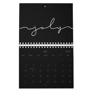 Svart och vit minimalist 2025 kalender